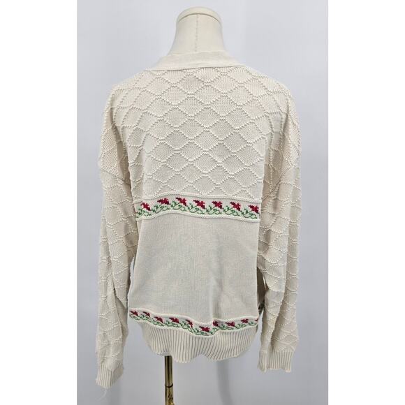 Vintage Cottagecore Keren Knit Floral Button Grandpa Sweater - Picture 3 of 5